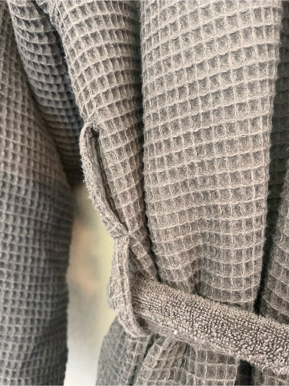 Pottery Barn Charcoal Waffle Robe with Plush Shawl Collar - Picture 5 of 7